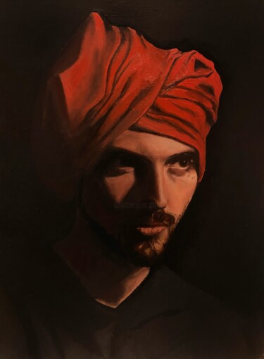 Homme du moyen orient Schilderij getiteld "Homme du moyen orie…" door Ilona Zamoum, Origineel Kunstwerk, Olie