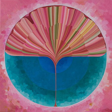 Pink Ginkgo and Adriatic Schilderij getiteld "Pink Ginkgo and Adr…" door Tetiana Gryshchenko, Origineel Kunstwerk, Acryl Gemonteerd op Frame voor hou…