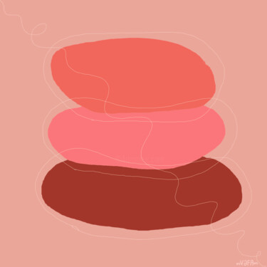 Zen Minimalism. Peachy, Pink, Coral Stones. Wabi Sabi - Prin Цифровое искусство под названием "Zen Minimalism. Pea…" - Vafa Majidli, Подлинное произведение искусства, Цифровая живопись