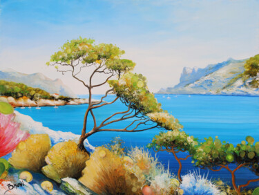 Calanque de Sormiou 绘画 标题为“Calanque de Sormiou” 由Eric Bruni, 原创艺术品, 油 安装在木质担架架上