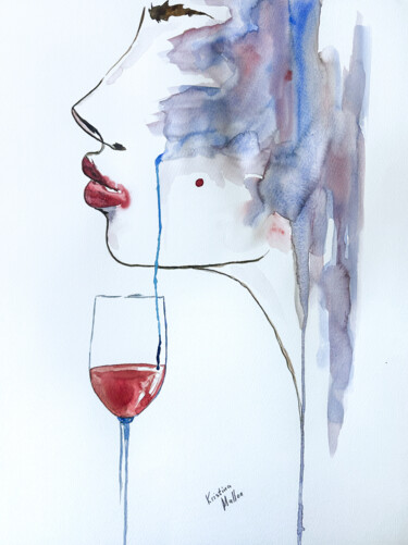 绘画 标题为“Drink My Tears” 由Kristina Mallen, 原创艺术品, 水彩