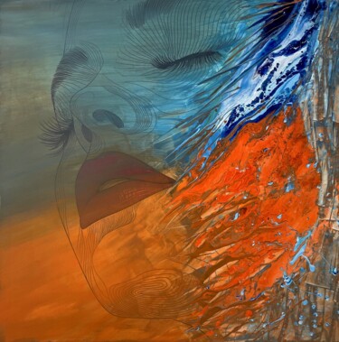 Painting titled "DUNE" by Nathalie Dantec, Original Artwork, Acrylic Mounted on Wood Stretcher frame