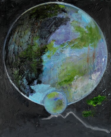 Schilderij getiteld "MATRIX" door Et Aleece, Origineel Kunstwerk, Olie Gemonteerd op Frame voor houten brancard