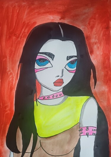 Tekening getiteld "Disco" door Ashton Knighting, Origineel Kunstwerk, Inkt