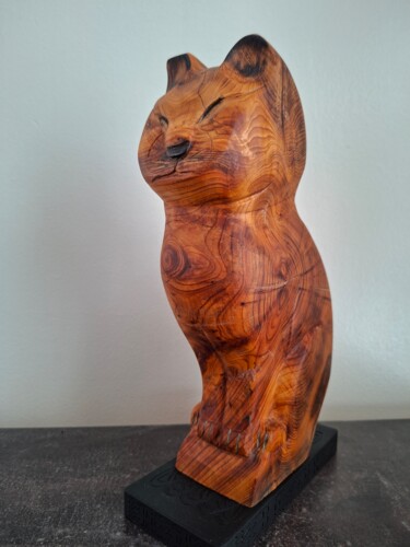 Scultura intitolato "MIAOU" da Alain Polydor, Opera d'arte originale, Legno