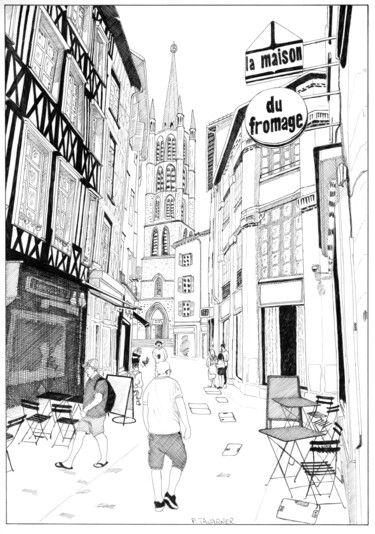 Dessin intitulée "La rue Ferrerie , L…" par Pascal Tavarner, Œuvre d'art originale, Encre