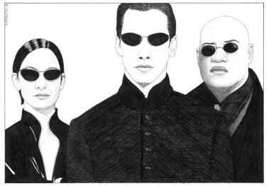 Dessin intitulée "Matrix" par Pascal Tavarner, Œuvre d'art originale, Encre