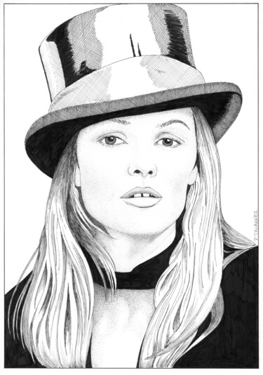 Dessin intitulée "Vanessa" par Pascal Tavarner, Œuvre d'art originale, Encre