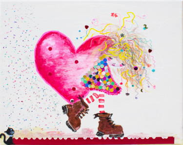Pintura intitulada "Un coeur lourd à po…" por Maguie Mesguich, Obras de arte originais, Acrílico