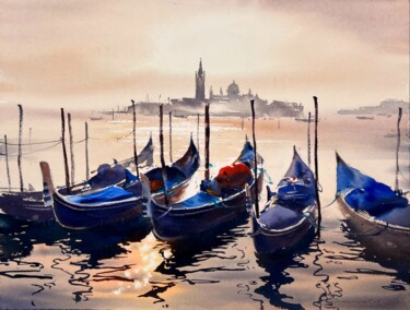 Sun-Kissed Boats of Venice "Sun-Kissed Boats of…" başlıklı Tablo Eugenia Gorbacheva tarafından, Orijinal sanat, Suluboya