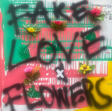 绘画 标题为“Fake love and flowe…” 由Cyril Emmanuel (X the Villain), 原创艺术品, 丙烯