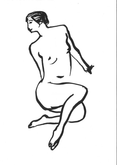 Tekening getiteld "Nude model 4." door Aleksey Wroblewski, Origineel Kunstwerk, Marker