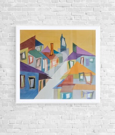 绘画 标题为“45º 26’ N 10º 59’ E” 由Marita Aguilar, 原创艺术品, 水彩 安装在木板上