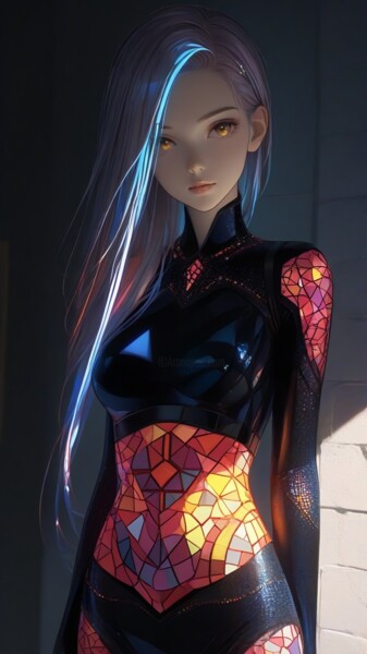 数字艺术 标题为“Polygon Art Girl 11a” 由Polygon Art Girl, 原创艺术品, 2D数字工作