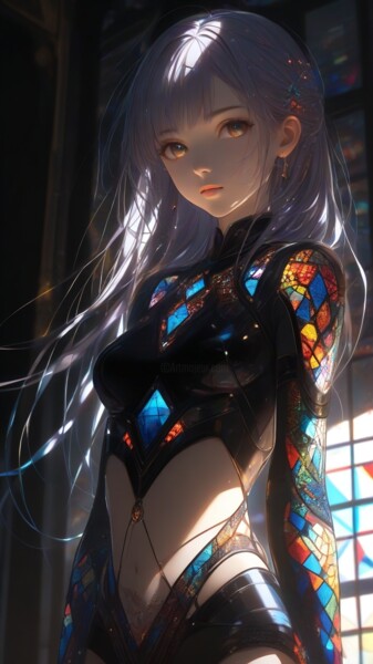 数字艺术 标题为“Polygon Art Girl 11c” 由Polygon Art Girl, 原创艺术品, 2D数字工作