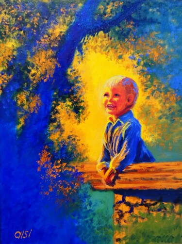 Sunlit Smile - A Happy Moment Painting titled "Sunlit Smile - A Ha…" by Larisa Sidorova (Alsi), Original Artwork, Oil Mounted on Wood Stretcher frame