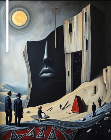 L'oracolo di Pietra Schilderij getiteld "L'oracolo di Pietra" door De Saporettis "Daam", Origineel Kunstwerk, Acryl