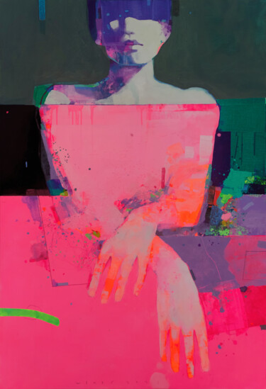 Schilderij getiteld "Hand Movements 2" door Viktor Sheleg, Origineel Kunstwerk, Olie Gemonteerd op Frame voor houten brancard