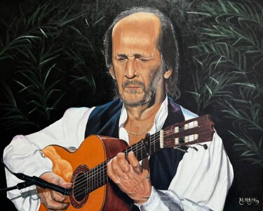 绘画 标题为“Paco de Lucía” 由Manuel Martin Heredia, 原创艺术品, 油 安装在木质担架架上