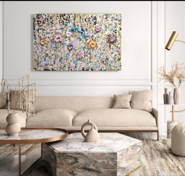 Peinture intitulée "Champ des fleurs 3D" par Ahha, Œuvre d'art originale, Acrylique Monté sur Châssis en bois
