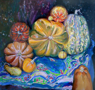 绘画 标题为“Large and Small Pum…” 由Leonid Pavlenko, 原创艺术品, 油 安装在木质担架架上