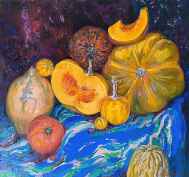 绘画 标题为“Pumpkin Harvest” 由Leonid Pavlenko, 原创艺术品, 油 安装在木质担架架上