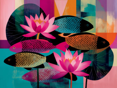 Digital Arts titled "POND" by Holly Watt, Original Artwork, Manipulated Photography Mounted on Plexiglass