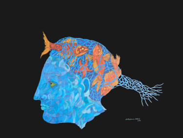 Disegno intitolato "Aqua" da Christine Zeytounian-Belous, Opera d'arte originale, Matita
