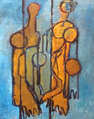 Картина под названием "Composition 7049" - Engelina Zandstra, Подлинное произведение искусства, Акрил Установлен на Деревянн…