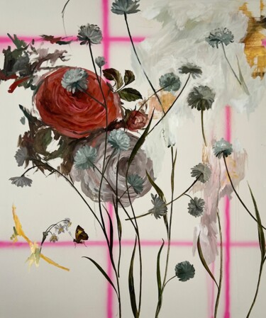 Pintura intitulada "Expressive flowers 7" por Rosi Roys, Obras de arte originais, Óleo