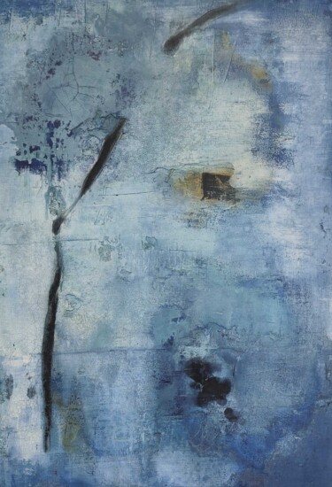 Painting titled "CASA AZUL 2" by Marion Albrecht, Original Artwork, Pigments Mounted on Wood Stretcher frame
