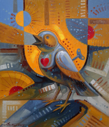 Картина под названием "The bird sings" - Serhii Voichenko, Подлинное произведение искусства, Масло