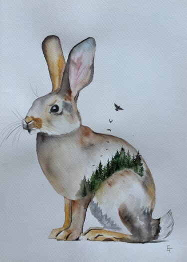 绘画 标题为““Hare”” 由Elena Tereshchenko, 原创艺术品, 水彩