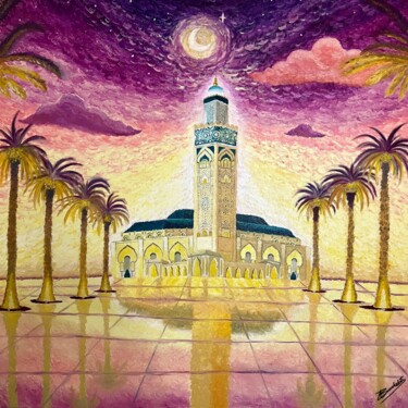 Картина под названием "L'âme de la ville B…" - Anissa Bouchebti (Leilanissa), Подлинное произведение искусства, Масло Устано…