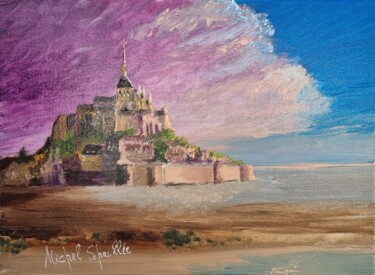 绘画 标题为“Le Mont St Michel à…” 由Michel Schaillée, 原创艺术品, 油 安装在木质担架架上