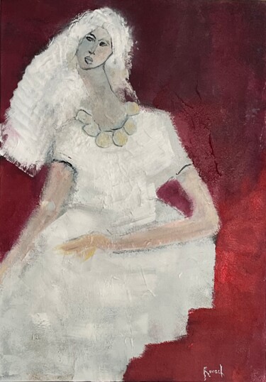 Pintura intitulada "Dame Blanche" por Marie Rouach, Obras de arte originais, Acrílico Montado em Armação em madeira