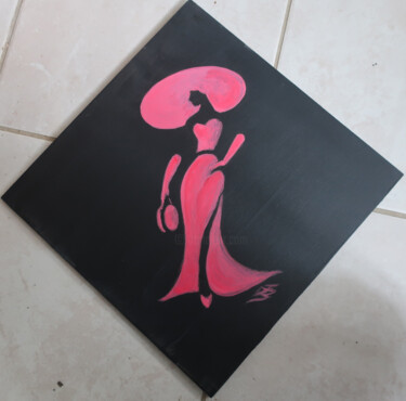 绘画 标题为“La femme en rose - 1” 由Isabelle Blanc, 原创艺术品, 丙烯 安装在木板上