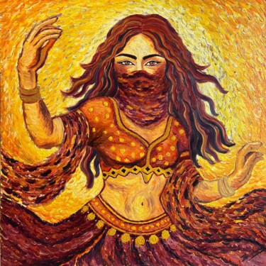 Pittura intitolato "Shamsa" da Anissa Bouchebti (Leilanissa), Opera d'arte originale, Olio Montato su Telaio per barella in…