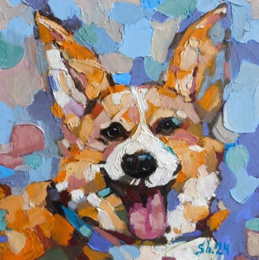 Dog Original Framed, Corgi Dog Painting, Pet Animal Artwork Ζωγραφική με τίτλο "Dog Original Framed…" από Svetlana Sindere, Αυθεντικά έργα τέχνης, Λάδι Τοποθετήθηκε στο Χαρτόνι