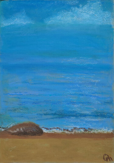Coastal View in Oil Pastel Painting titled "Coastal View in Oil…" by Olya Moose, Original Artwork, Pastel