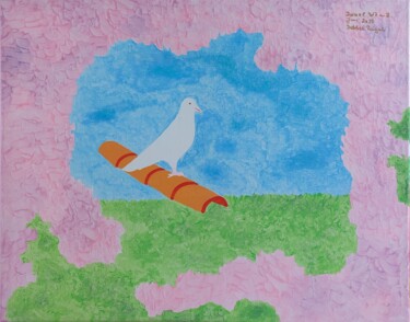 Ζωγραφική με τίτλο "Taube 4017 u.Z." από Debbie Riegel, Αυθεντικά έργα τέχνης, Ακρυλικό