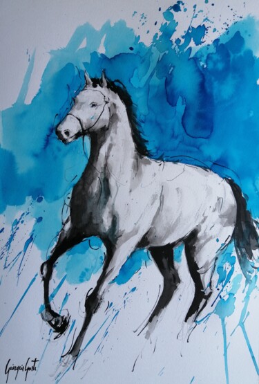Disegno intitolato "horses 24" da Giorgio Gosti, Opera d'arte originale, Inchiostro