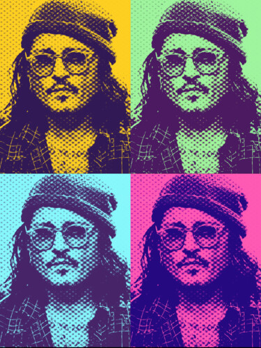 数字艺术 标题为“Johnny Depp pop” 由Robin Stypulkowski, 原创艺术品, 数字拼贴 安装在木质担架架上