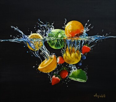 Inside in the water Pittura intitolato "Inside in the water" da Anna Rita Angiolelli, Opera d'arte originale, Olio Montato su Pannello di legno