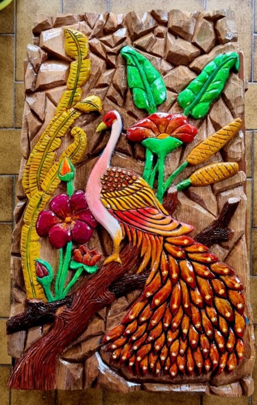 Escultura intitulada "bas1" por Roby, Obras de arte originais, Madeira Montado em artwork_cat.