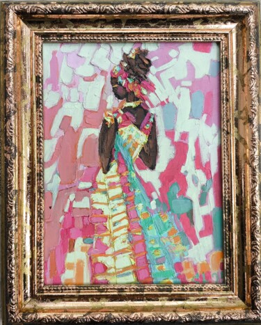 Peinture intitulée "Black Woman Portrai…" par Svetlana Sindere, Œuvre d'art originale, Huile Monté sur Carton