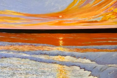 Schilderij getiteld "Riflessi d’onda" door Cesare Papiccio, Origineel Kunstwerk, Acryl Gemonteerd op Frame voor houten branc…