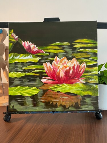 绘画 标题为“Lotus” 由Pallavi Varma, 原创艺术品, 油 安装在木质担架架上