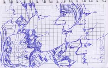 Disegno intitolato "13.5 x 8" da Frédéric Avez, Opera d'arte originale, Biro