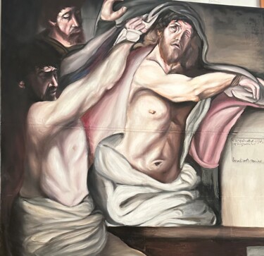 「Momentum ante」というタイトルの絵画 Mattia Torre (ATM)によって, オリジナルのアートワーク, オイル ウッドストレッチャーフレームにマウント